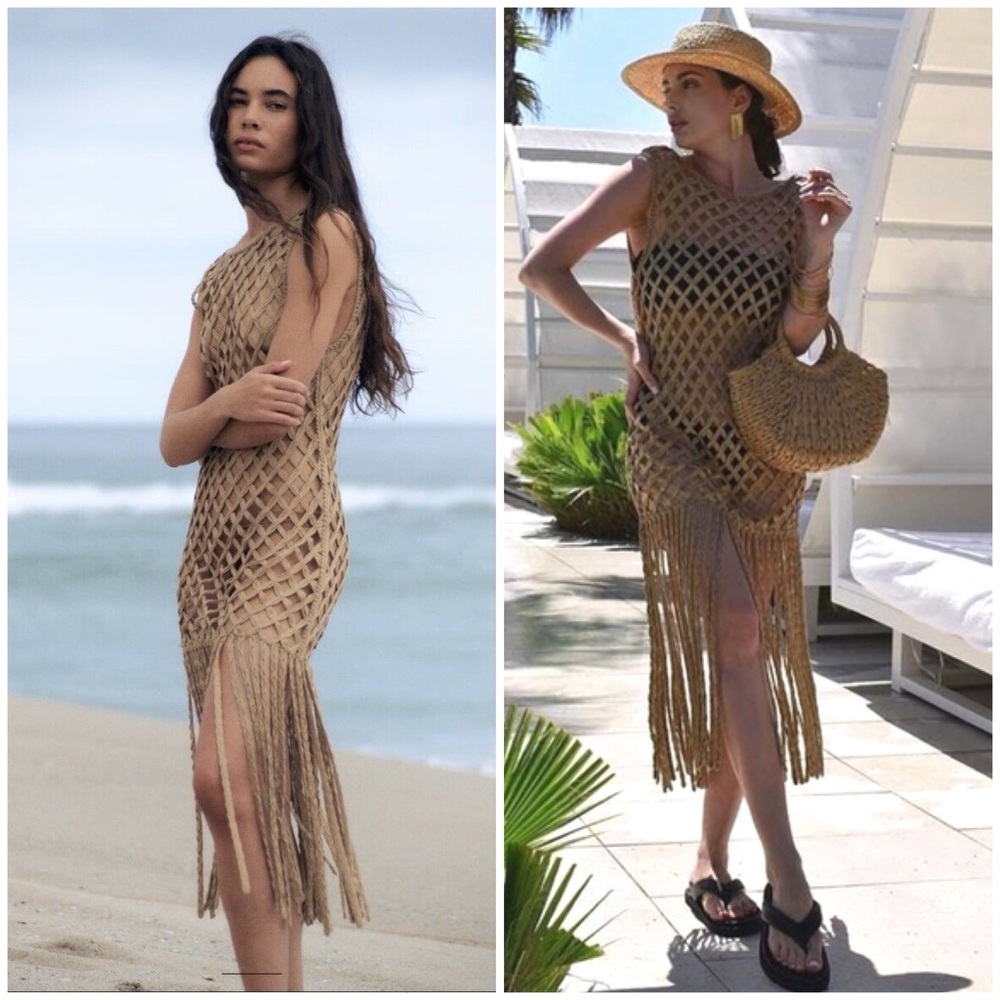 ZARA ~ ✨Host Pick ✨ mesh beach coverup dress with fringe